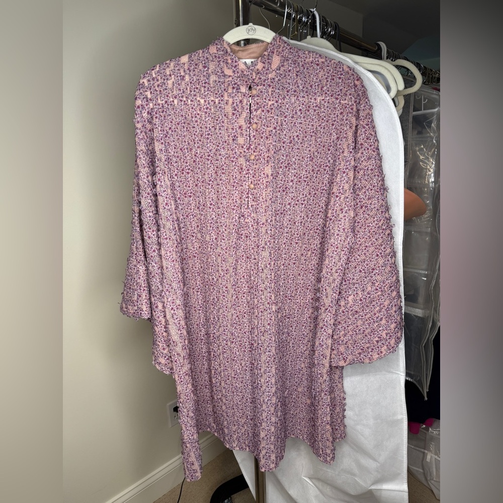La Vie Style House Pink Bell Sleeve Dolman Dress with Mock Neck